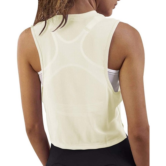 Cropped Workout Muscle Tank w/Mesh Back - Picture 6 of 6